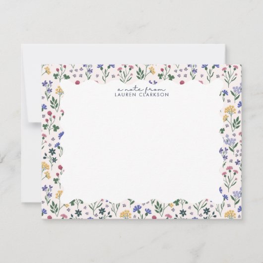 Pastel Meadow Floral Wavy Frame Note Card 招待状 (正面)