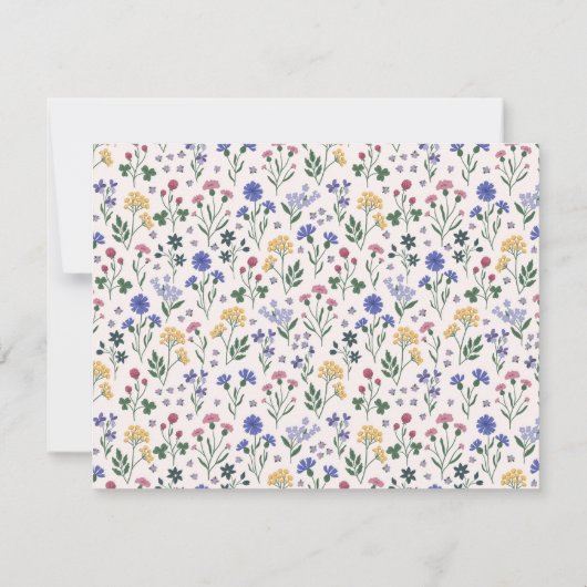 Pastel Meadow Floral Wavy Frame Note Card 招待状 (裏面)