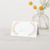 Pastel Meadow Wild Flower Spring Wedding  プレイスカード (正面)