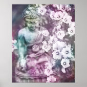 *~* Pastel Meditation Zen Buddha Meditate Flowers ポスター (正面)