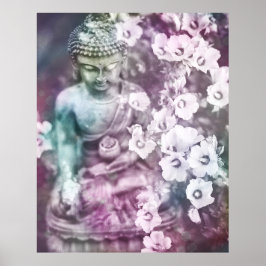 *~* Pastel Meditation Zen Buddha Meditate Flowers ポスター