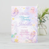 Pastel Mermaid Birthday Invitation Under The Sea 招待状 (スタンド正面)