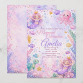 Pastel Mermaid Celebration Invitation Editable 招待状 (正面/裏面)