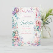 Pastel Mermaid Coral Garden Birthday 招待状 (スタンド正面)