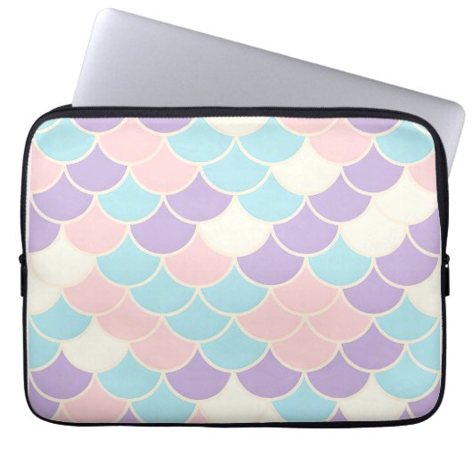 Pastel Mermaid Scales Seamless Pattern ラップトップスリーブ (正面)