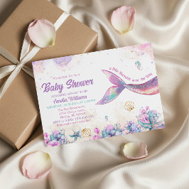 Pastel Mermaid Undersea Baby Girl 招待状