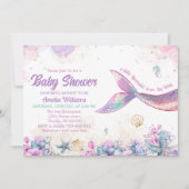 Pastel Mermaid Undersea Baby Girl 招待状 (正面)