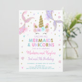 Pastel Mermaids and Unicorns Birthday 招待状 (スタンド正面)