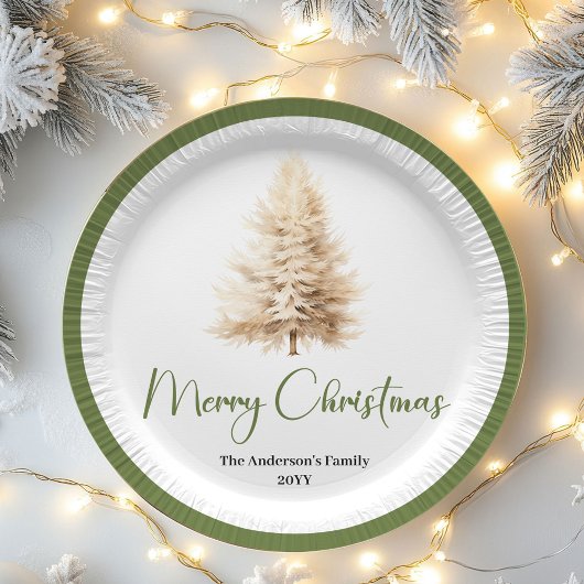 Pastel Minimal Christmas Personalized Family Plate ペーパープレート