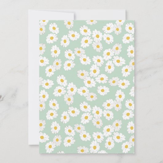 Pastel Mint Sage Retro Daisy Floral Bridal Shower 招待状 (裏面)