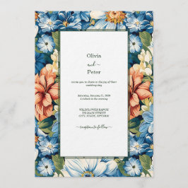Pastel Modern Floral Wedding Invitation 招待状