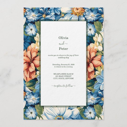 Pastel Modern Floral Wedding Invitation 招待状 (正面)