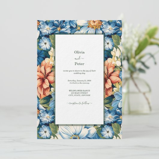 Pastel Modern Floral Wedding Invitation 招待状 (スタンド正面)