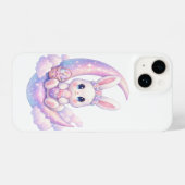 Pastel Moon Bunny iPhone Case – Cute Kawaii Design iPhoneケース (裏面横)