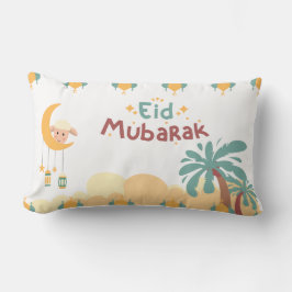 Pastel Moon & Palm Eid Mubarak クッションカバー - eid ランバークッション