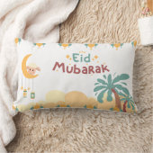 Pastel Moon & Palm Eid Mubarak Throw Pillow- eid ランバークッション (ブランケット)