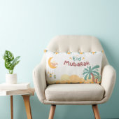Pastel Moon & Palm Eid Mubarak Throw Pillow- eid ランバークッション (椅子)