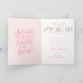Pastel Nativity Baby Jesus in a Manger  カード (内部)