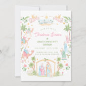 Pastel Nativity Christmas Service | Church 招待状 (正面)