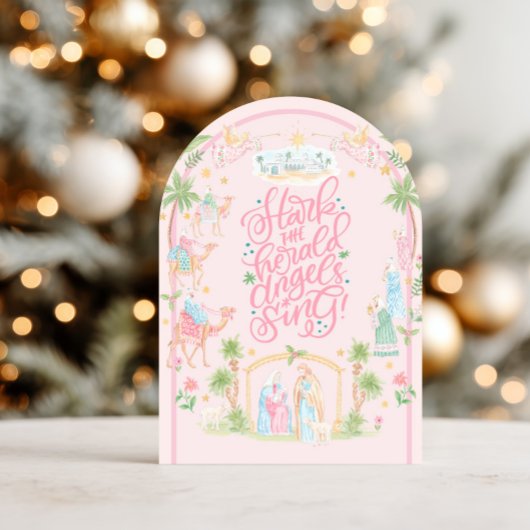 Pastel Nativity Folded Christmas Card 招待状