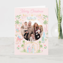 Pastel Nativity Folded Photo カード