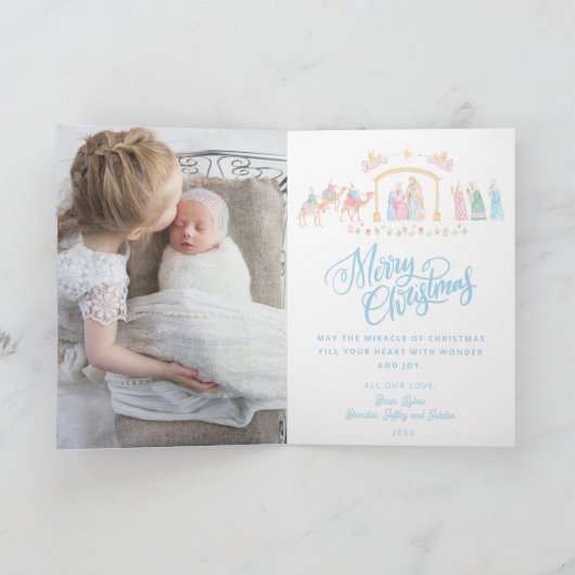 Pastel Nativity Folded Photo Card カード (内部)