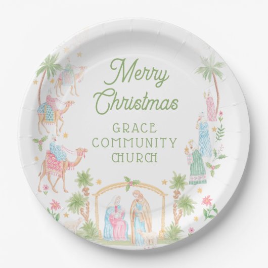 Pastel Nativity Frame ペーパープレート (正面)