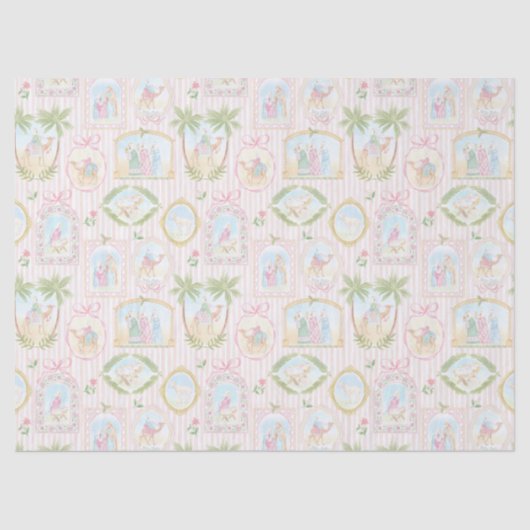 Pastel Nativity Scenes Striped 薄葉紙 (正面)