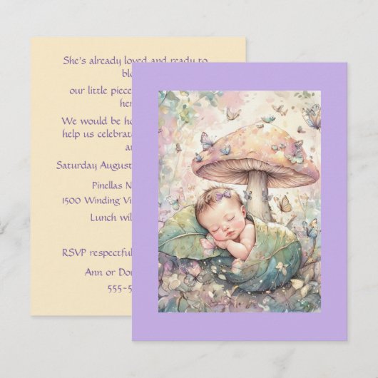 Pastel Nature Baby Shower Digital Download Invite  招待状 (正面/裏面)