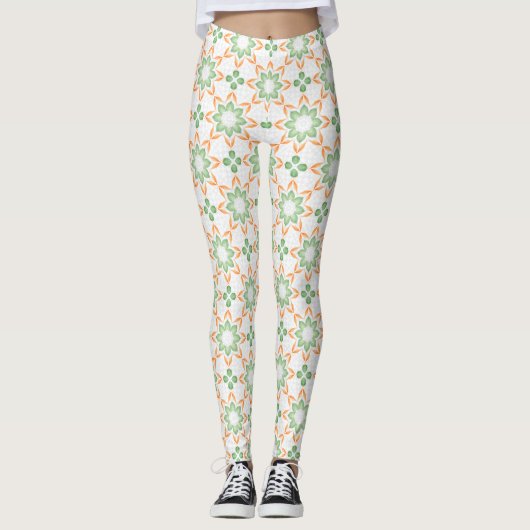 Pastel Nature-Inspired Printed Fashion Leggings レギンス (正面)
