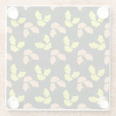 Pastel-Neon Ginko Leaves on Black Background ガラスコースター (裏面)