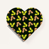 Pastel-Neon Ginko Leaves on Black Background ノートブック (正面)