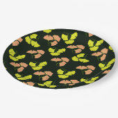 Pastel-Neon Ginko Leaves on Black Background ペーパープレート (アングル)