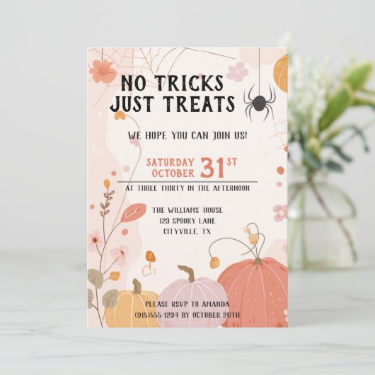 Pastel No Tricks Just Treats Kids Halloween 招待状 (スタンド正面)