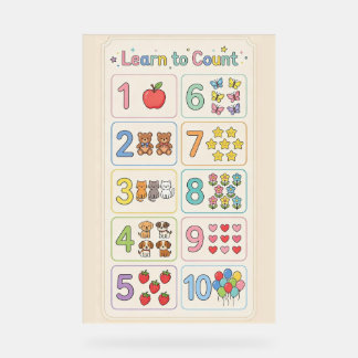 Pastel Numbers 1–10 Poster for Kids アクリルサイン