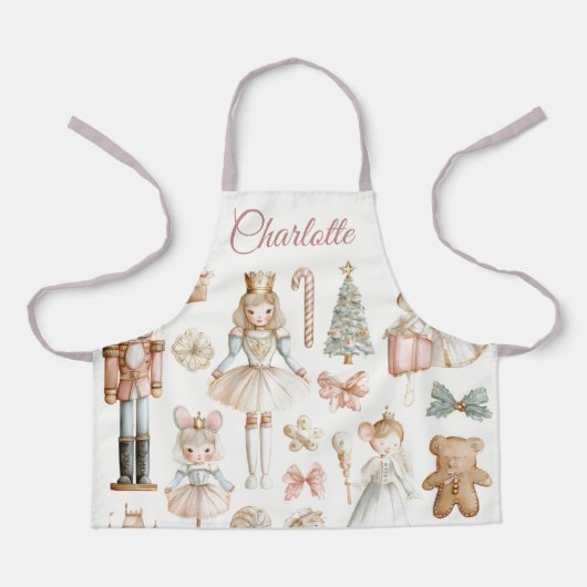 Pastel Nutcracker & Ballerina Custom Kids Apron エプロン (正面)