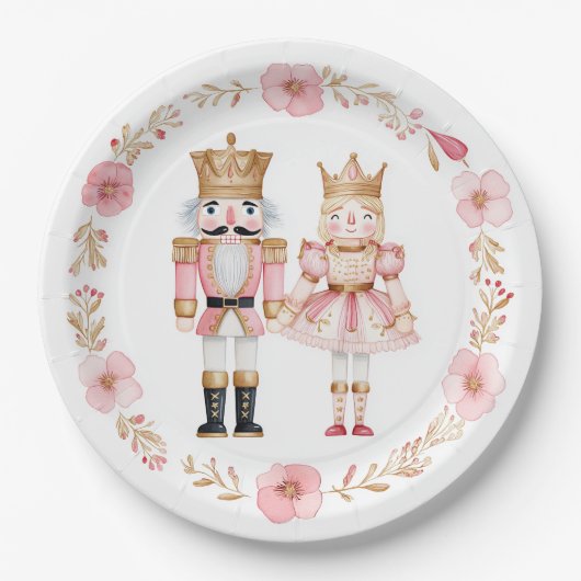 Pastel Nutcracker Ballet Christmas Paper Plates ペーパープレート (正面)