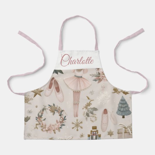 Pastel Nutcracker Ballet Personalized Kids Apron エプロン (正面)