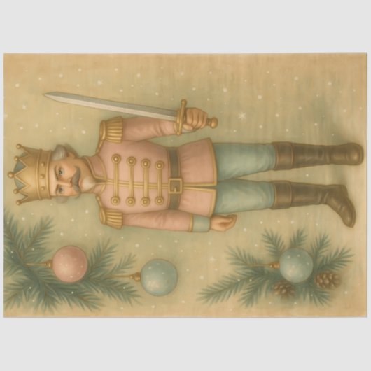 Pastel Nutcracker Soldier Christmas Decoupage 薄葉紙 (正面)