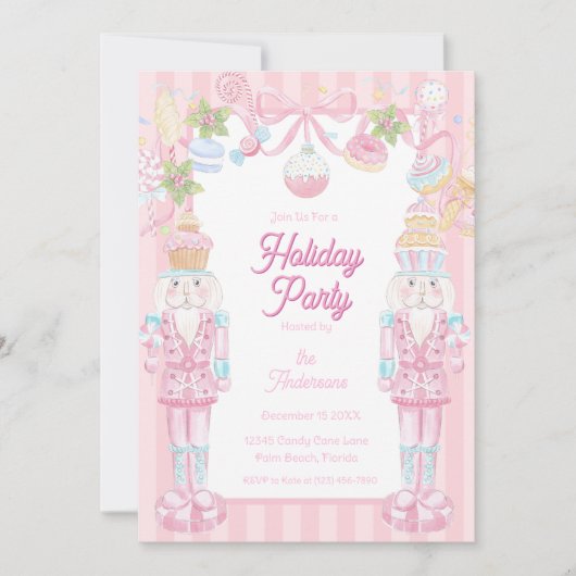 Pastel Nutcracker Sweet Holiday Treats Party 招待状 (正面)