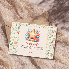 Pastel Ocean Starfish Baby Shower Diaper Raffle エンクロージャーカード