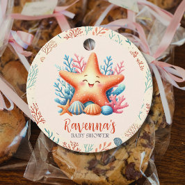 Pastel Ocean Starfish Custom Name Baby Shower フェイバータグ