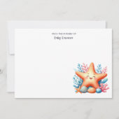 Pastel Ocean Starfish Custom Name Nursery ノートカード (正面)