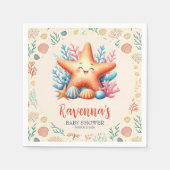 Pastel Ocean Starfish Personalized Baby Shower スタンダードカクテルナプキン (正面)