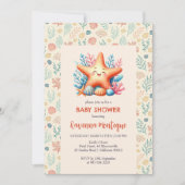 Pastel Ocean Starfish Personalized Baby Shower 招待状 (正面)