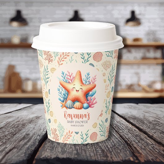 Pastel Ocean Starfish Personalized Baby Shower 紙コップ