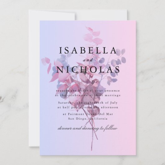 Pastel Ombre Floral Wedding Invitation 招待状 (正面)