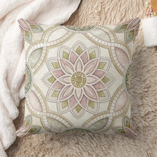 Pastel Opalescent Floral Mosaic - Mandala クッション (ブランケット)