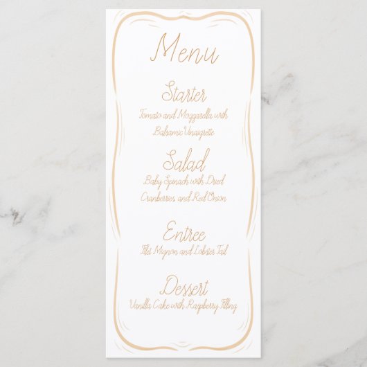 Pastel Orange Border Striped Wedding Menu メニュー (正面)