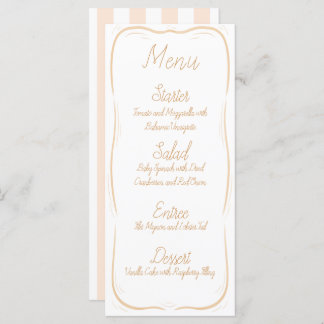 Pastel Orange Border Striped Wedding Menu メニュー